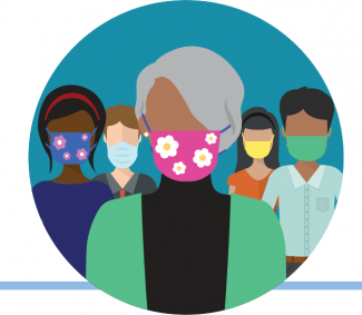 Illustration of people wearing masks